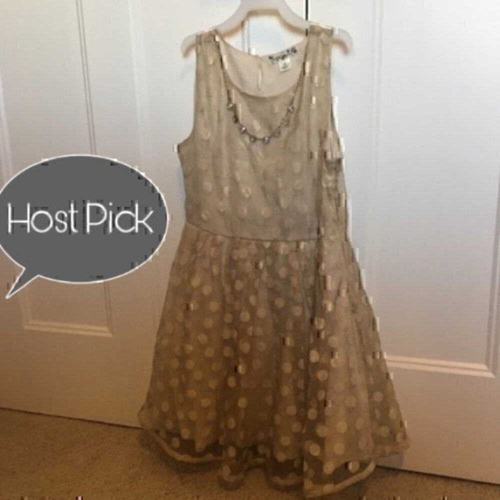 Girl’s size 12 knitworks Gold Polka Dot Sleeveless Dress Keyhole Button